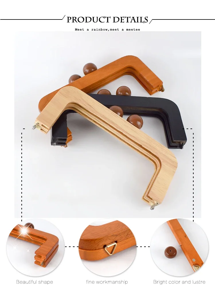 1/2Pcs Deepeel 20cm Bag Frame Wood Handle Wooden Bags Closure Kiss Clasp Purse Lock Buckles DIY Sewing Brackets Accessories