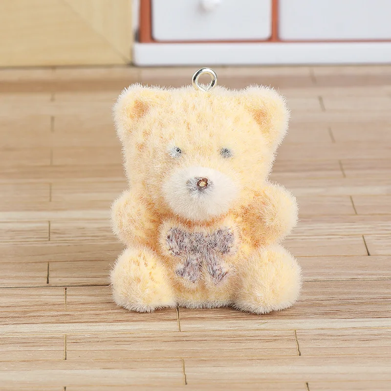 20 stücke Nette Sitzende Bär Charms Cartoon beflockten harz Tier Puppe Anhänger Für machen Schlüsselbund lanyard DIY Schmuck Zubehör – Detail 7