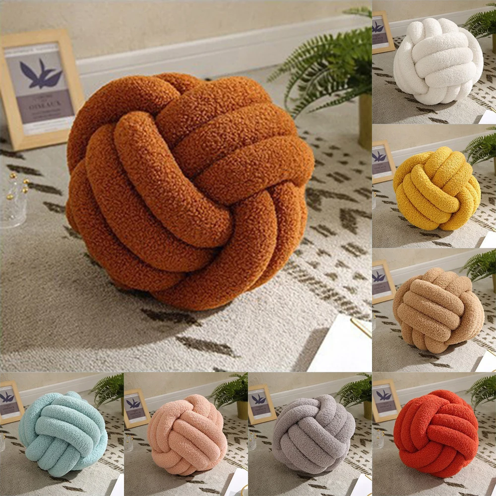 Plush Knot Cushion Cute Handwoven Sofa Couch Cushion Ornament for Bedroom  Dormitory Bed Decoration - AliExpress