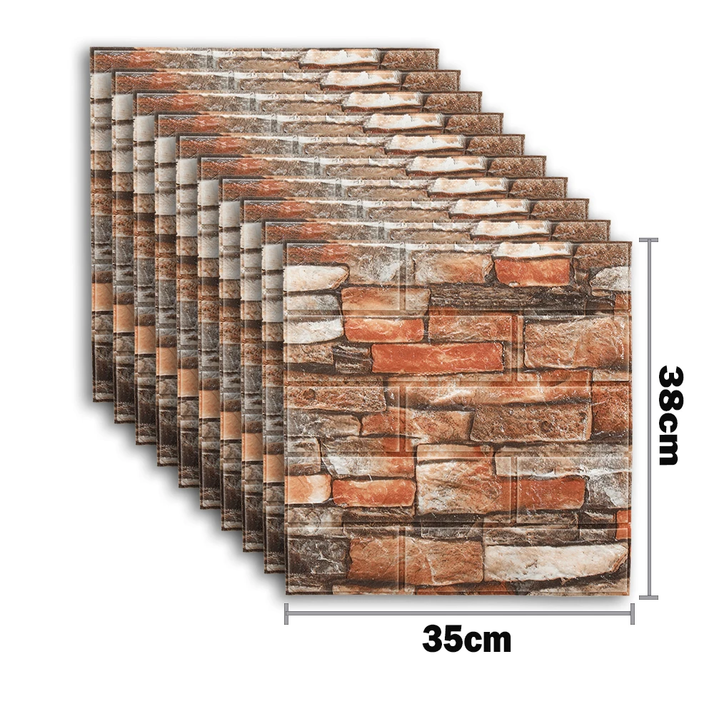 10/20 piezas de pegatinas de pared de espuma 3D autoadhesivas para decoración de habitaciones, papel tapiz de ladrillo impermeable para despegar y pegar para decoración de interiores