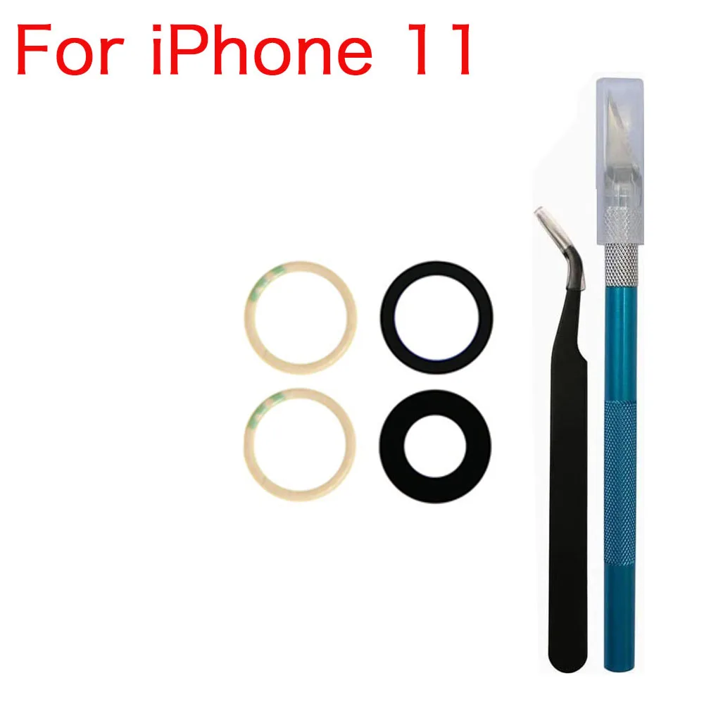 iPhone X XR XS 11 12 13 Mini Pro Max 교체 용 접착제 및 수리 도구 키트가있는 후면 후면 카메라 유리 렌즈