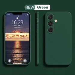 Liquid Silicone Lightweight Colorful Soft Phone Case Back Cover - Galaxy S23 UItra (Dark green)