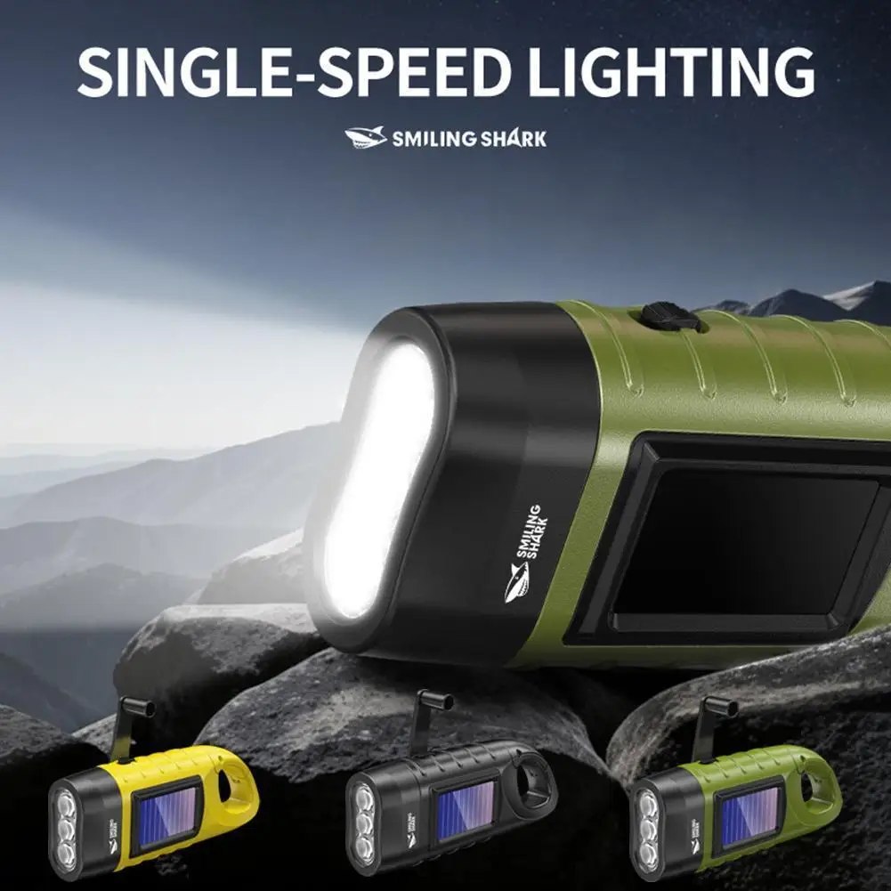 Tragbare Outdoor-LED-Taschenlampe mit Handkurbel und Solarbetrieb für Angeln und Wandern mit Klappverschluss und Notfallbeleuchtung. – Detail 6
