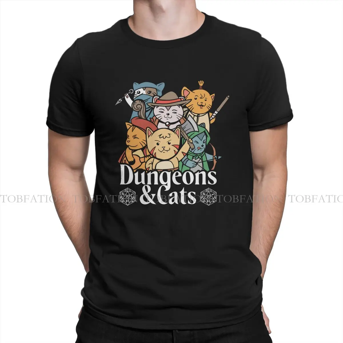 

DND Game Men's TShirt DUNGEONS AND CATS Individuality T Shirt 100% Cotton Graphic Streetwear Hipster
