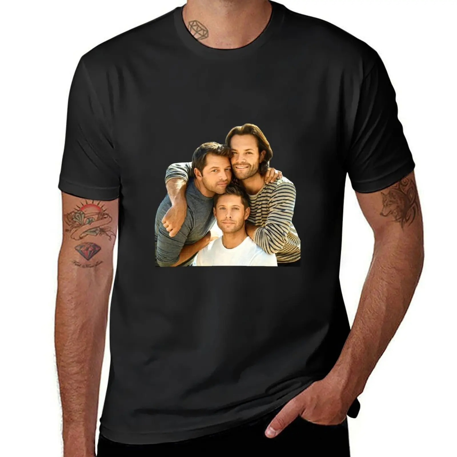 J2M #2- Jared, Jensen, Misha T-Shirt summer top boys whites sublime anime plain white t shirts men