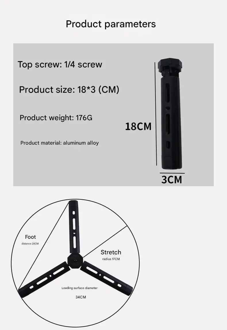 Compact Foldable Aluminum Tripod Stand