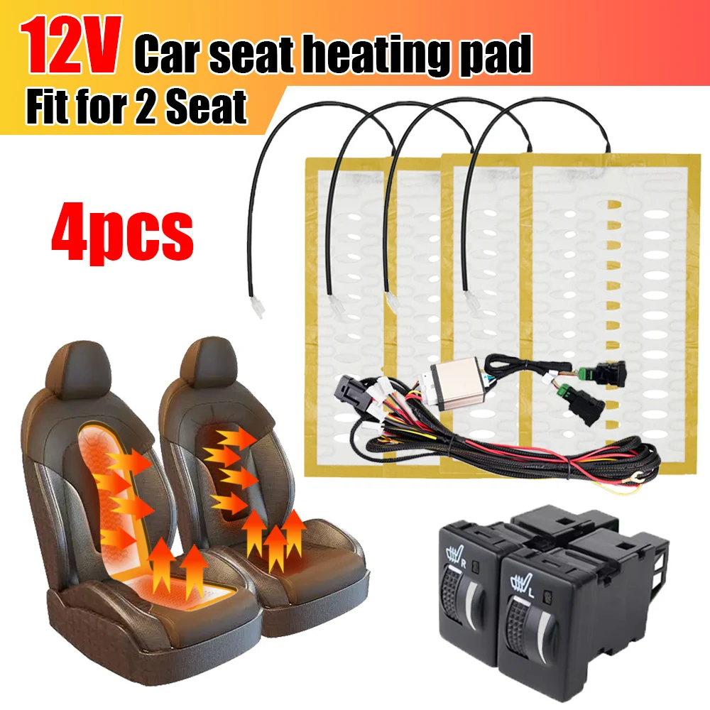 BuiltinCarSeatHeaterKit2Seats12VCarbonFiberHeatPadPoleless