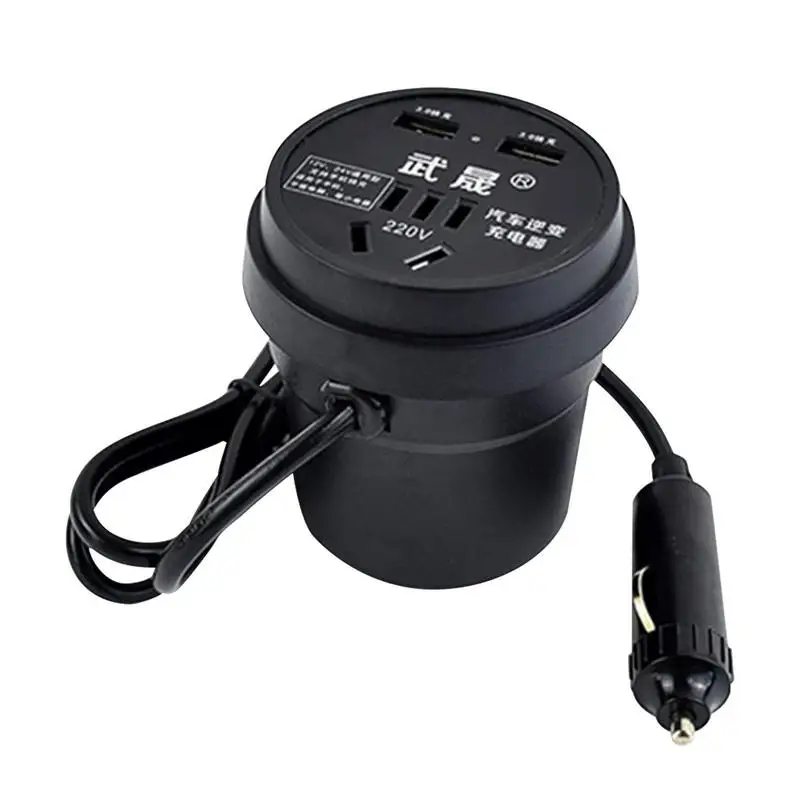 

Car Inverter To Outlet Plug Multifunctional Car Charger With Plug Outlet 12V/24V To 220V Adapter With 2 USB Ports Car Charger