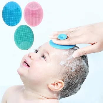 Spazzola per shampoo in silicone per il bagno del neonato in morbido silicone per ragazzi Spazzola per doccia per bambini Lavaggio dei capelli Spazzole per massaggio Pulisci pettine 1