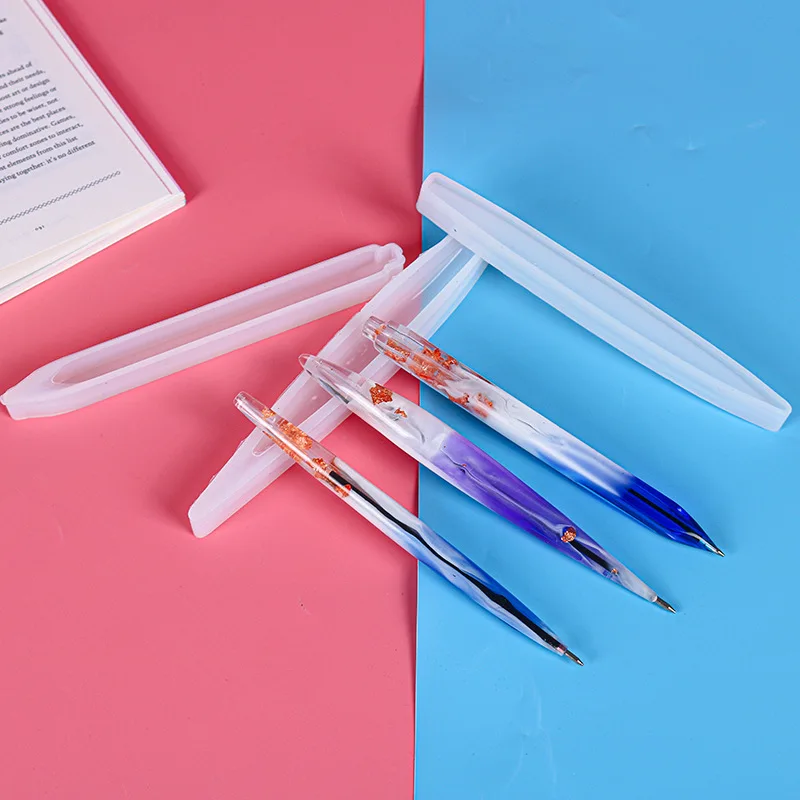 DIY Ballpoint Pen Resin Mold Transparent Mirror Silicone Mold Pen Holder Mold UV Epoxy Jewelry Making Decoration Crafts Molds