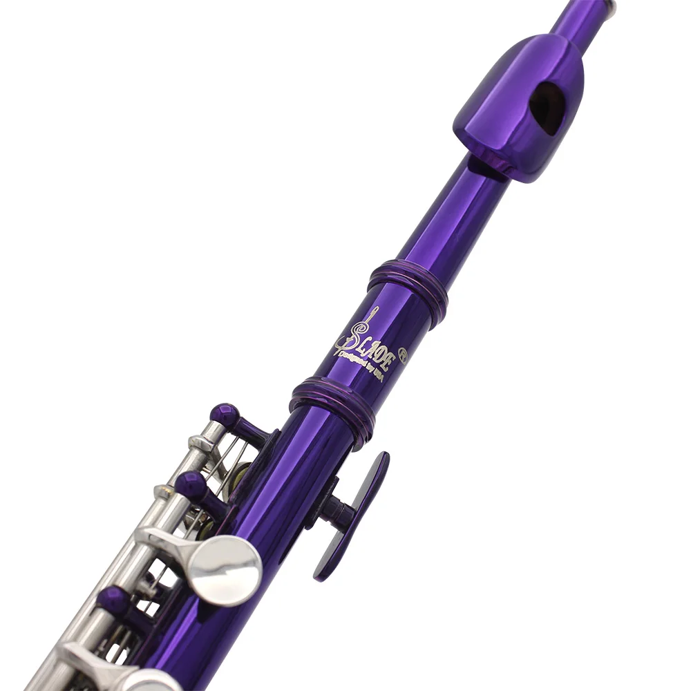 Piccolo Flute C Key Half-size Purple Flute with Case Cleaning Cloth Cupronickel Piccolo Professional Woodwind Instruments