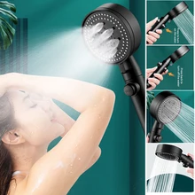 Cabezal de ducha con 5 modos de ahorro de agua, ducha de alta presión ajustable, parada de una tecla, masaje de agua, accesorios de baño Eco