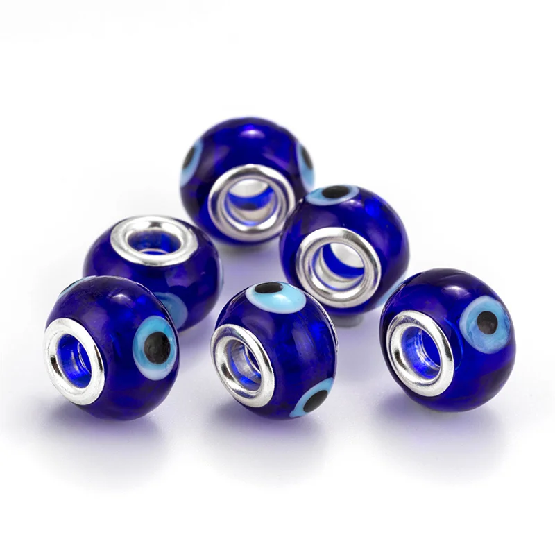 

10Pcs Colorful Evil Eye for Jewelry Making Round Hole European Evil Eye Beads for DIY Crafts Bracelet Earring Necklace Making
