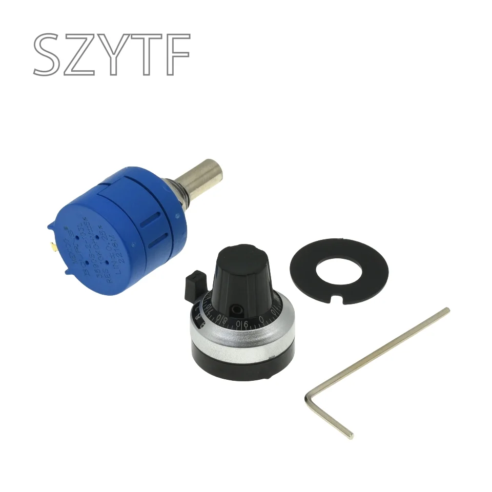 3590S-2 3590S Series Precision Multiturn Potentiometer 10 Ring Adjustable Resistor + 1PCS Turns Counting Dial Rotary 6.35mm Knob multiturn potentiometer