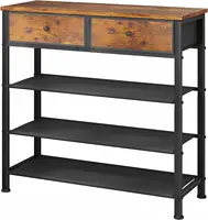 Shoe Rack, 4 Tier Shoe Organizer for 9-12 Pairs of Shoes, with 2 Drawers, 3 Fabric Shelves and Wooden Top 1