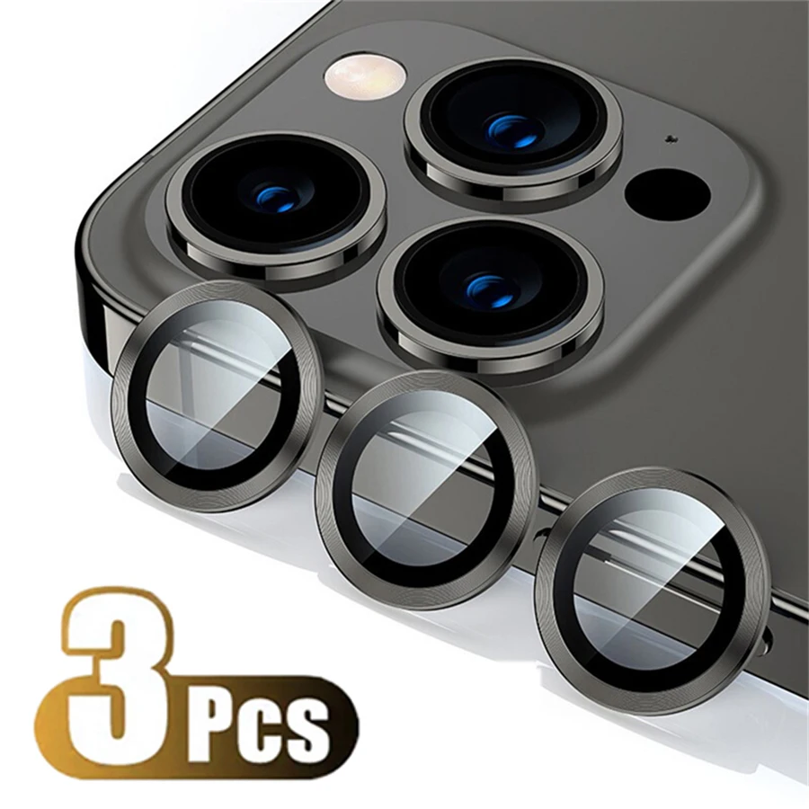 Premium Titanium Camera Protector with Tempered Glass Lens Cover Cap