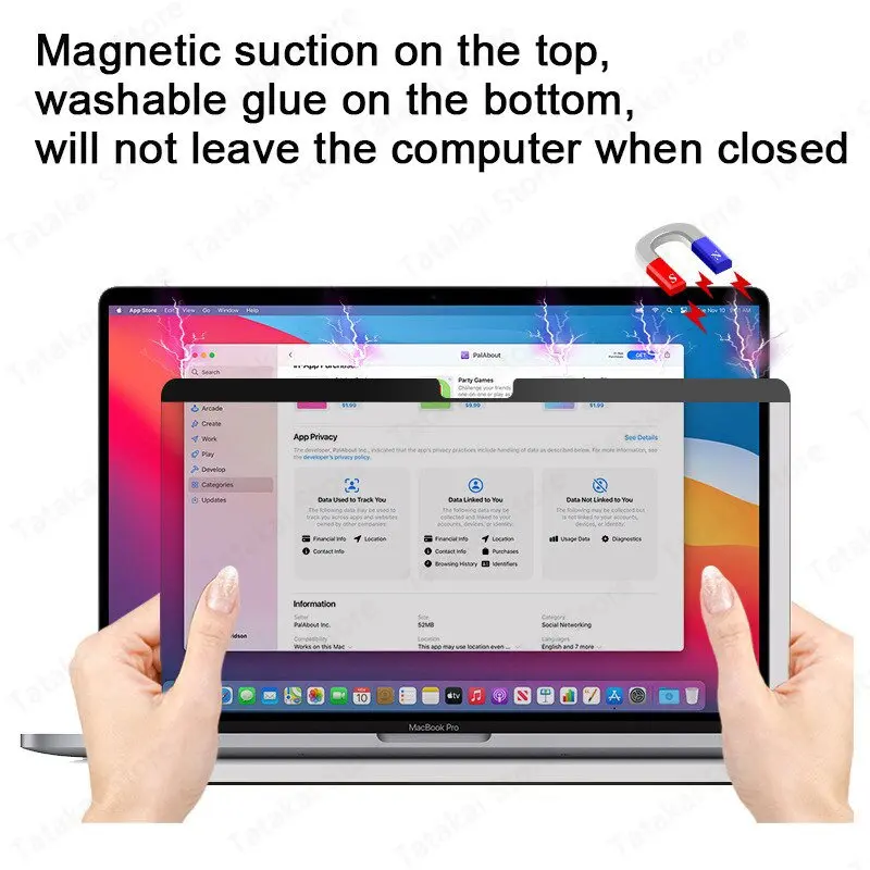 Removível Filtro de Privacidade Magnético para Macbook Pro 15 Protetor de Tela Anti-spy Film Privacy Protection 154 A1398 A1707 A1990 - Imagem 5