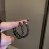 Round Black Rhinestone Hoop Earrings