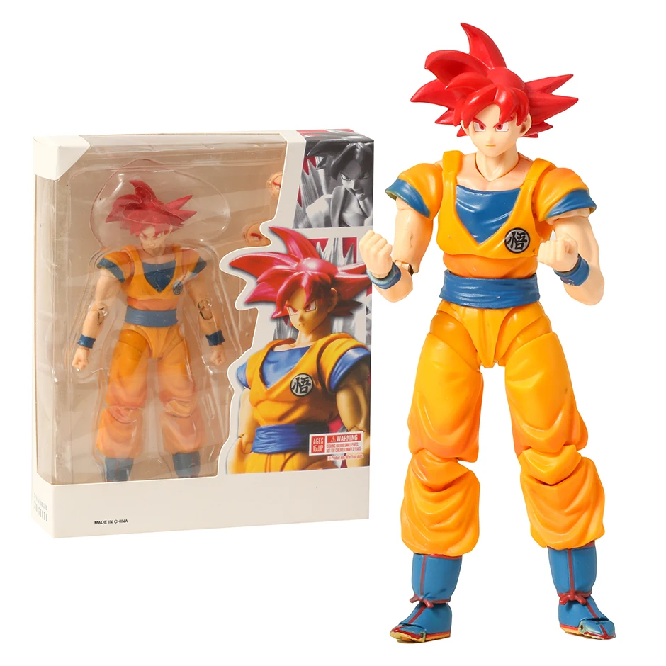 23.5cm dragon ball z son goku kakarotto super saiyan deus vermelho cabelo  pvc figuras de ação modelo bonecas brinquedos crianças presentes aniversário