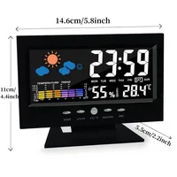 Voice Control Backlight Digital Weather Clock Date Week Temperature Humidity Weather Forecast 12/24H Electronic Clock 6