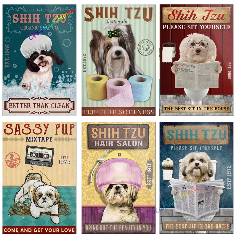

Собака металлический жестяной знак Shih Tzu Co. Мыло мыть ваши лапы печатный плакат Ванная комната Туалет Гостиная домашнее искусство настенный...