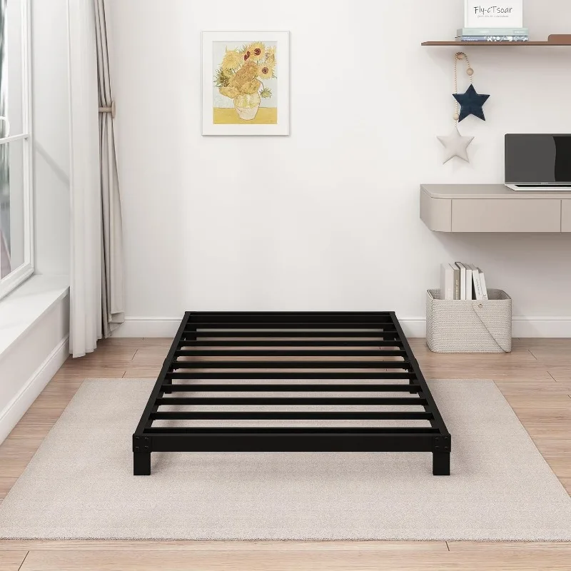 5 Inch Low Bed Frames Heavy Duty Metal Platform, No Box Spring Needed, Easy Assembly Mattress Foundation, No Noise, Black 5
