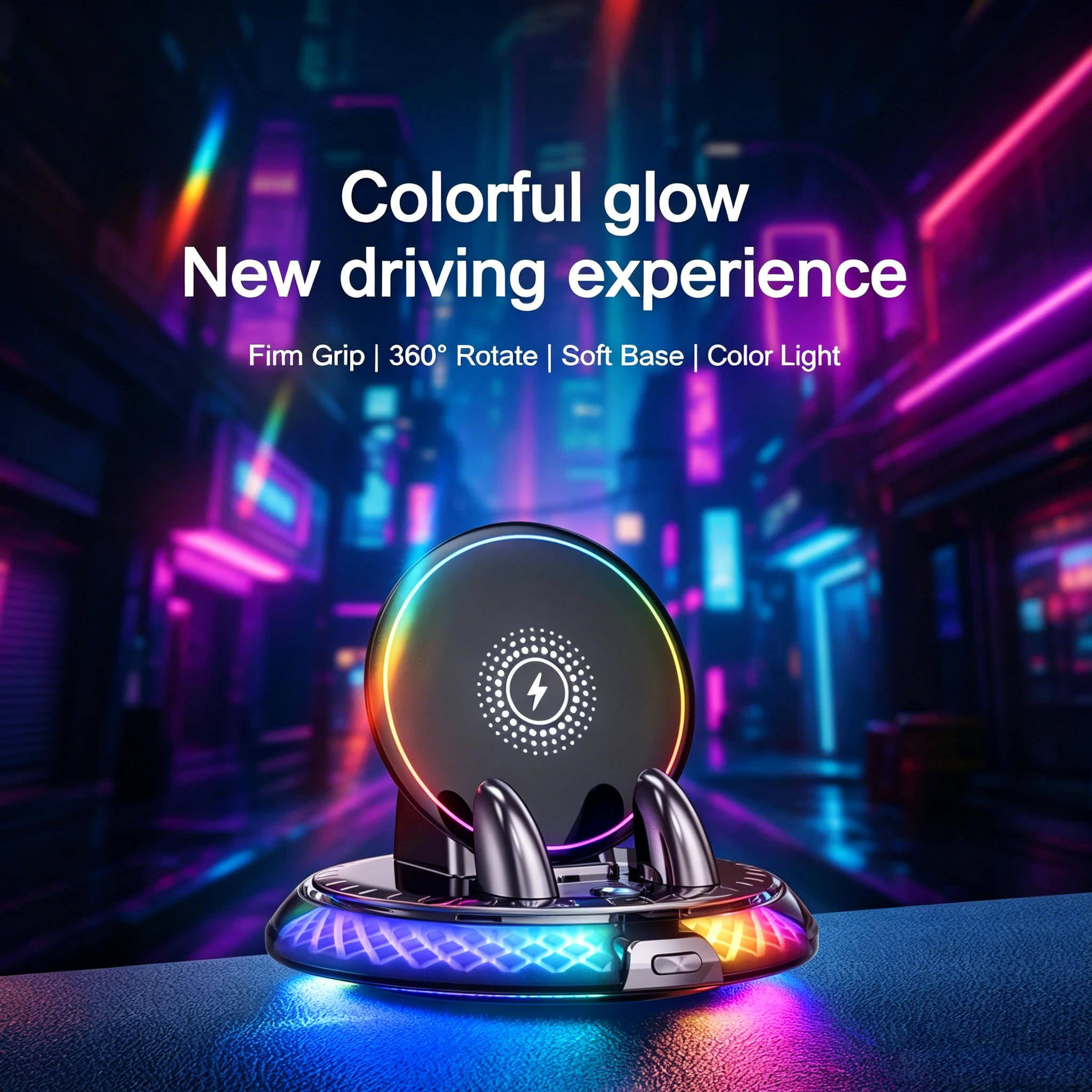 Vyvylabs 15W RGB Magnetic Wireless Charger & Phone Holder with Fast Charging Dock