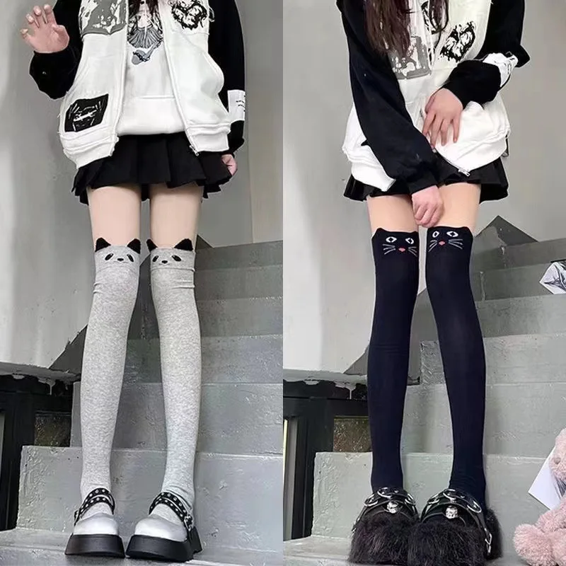 

Women's Autumn and Winter Panda Knee Length Socks Cartoon Cat Socks Lower Leg Socks Slim Female Socks Sweet Stockings