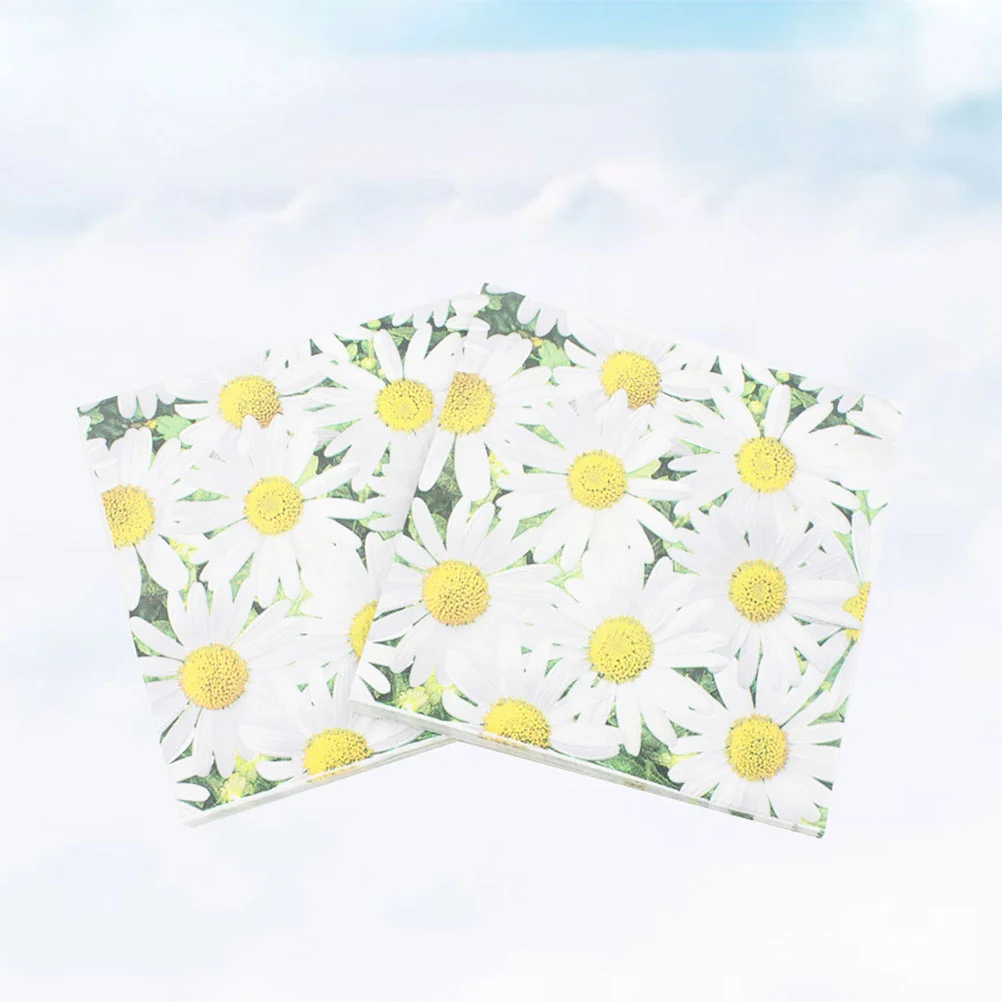 20 Pcs Decoupage Paper Napkins Crafts Dollar Tissue Handkerchief Money for Daisy Printed Dinner Party Second Floor Floral