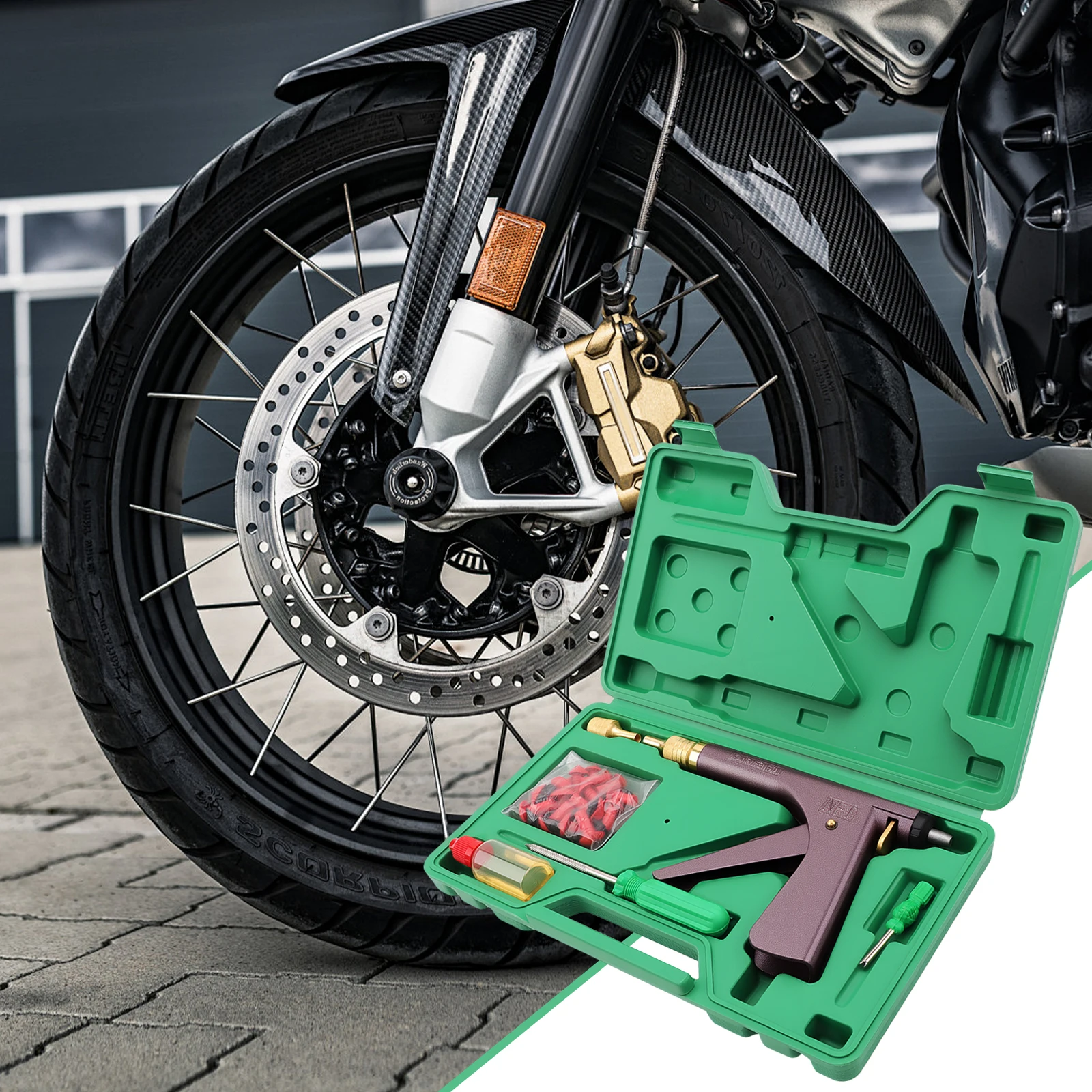 Auto Bike Repair Tire Plug Kit Portable Puncture Plug Garage Motorcycle Vacuum Tire Repair Gun Car Block Air Leaking Kit