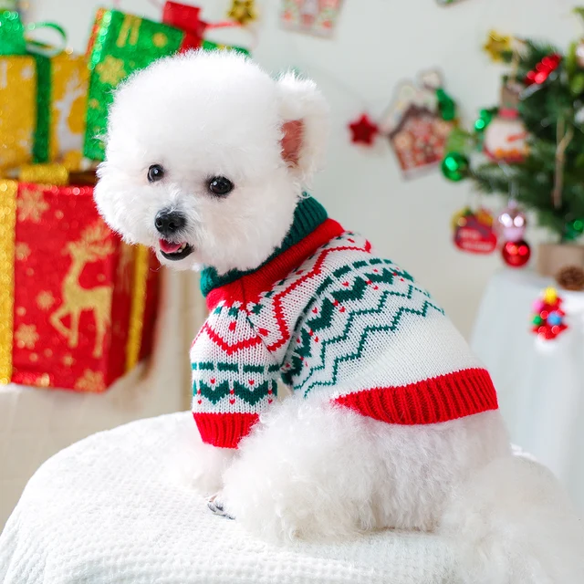 Christmas Fireworks Sweater Pet Dog Cat Clothes Autumn and Winter Warm Knitted Sweater Pullover Elastic Christmas Wind 4