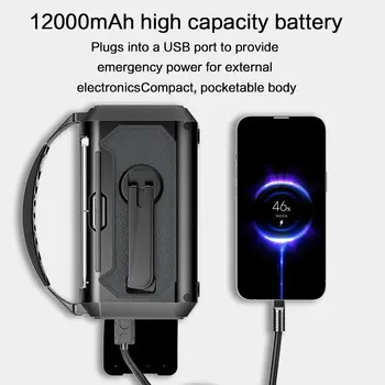 12000mAh AM/FM/NOAA Weather Radio with 2 Solar Panels Solar Hand Crank Portable Emergency Radio Reading Lamp for Outdoor Camping 2