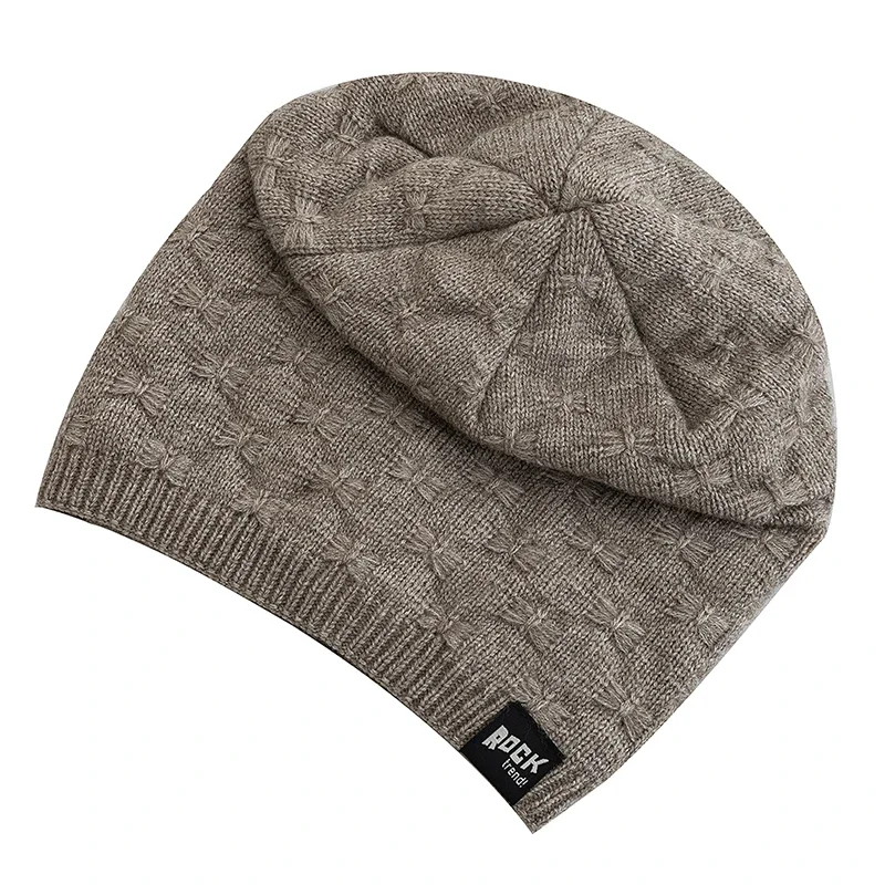 Hot Sale Unisex Beanie Hats For Men & Women Warm Ski Winter Hat Rock Letter Label Decor Plush Lined Warm Knitted Hat