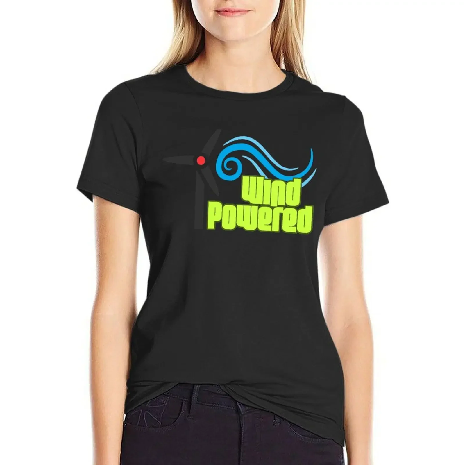 

Wind Powered T-Shirt vintage clothes summer tops tees aesthetic clothes Woman clothing
