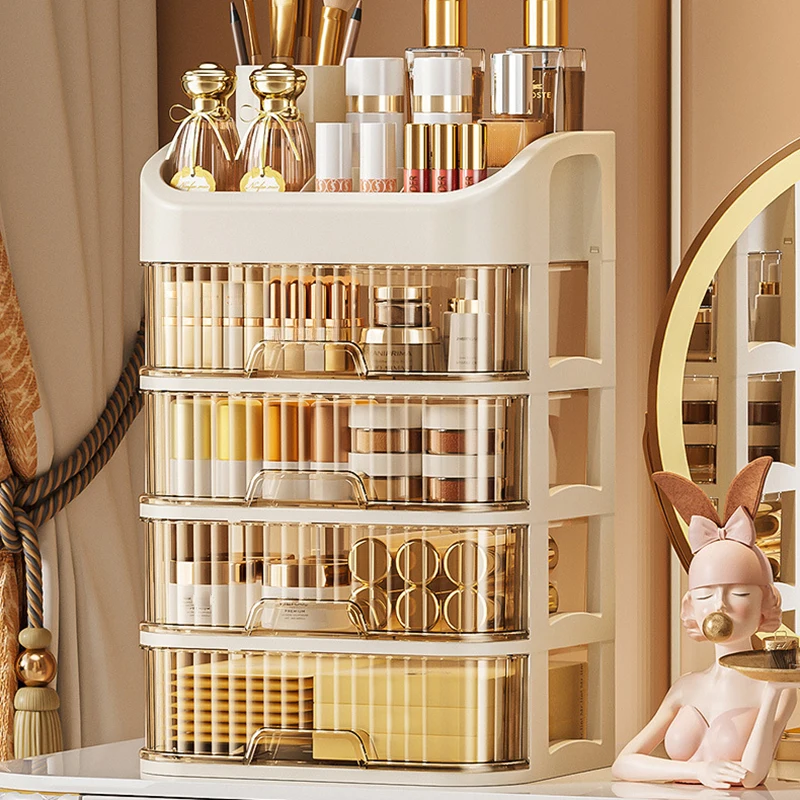 Large Capacity Cosmetic Storage Box Transparent Drawer Jewelry Makeup Storage Box Multi-layer Multi-functional Desktop Organizer 5