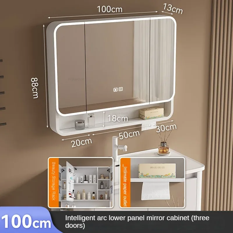 Description Picture 2 of itemLuxury Round Corner Bathroom Cabinets Smart Dressing Mirror Cabinet Designer Home Furniture Wall-mounted Toilet Storage Cabinet