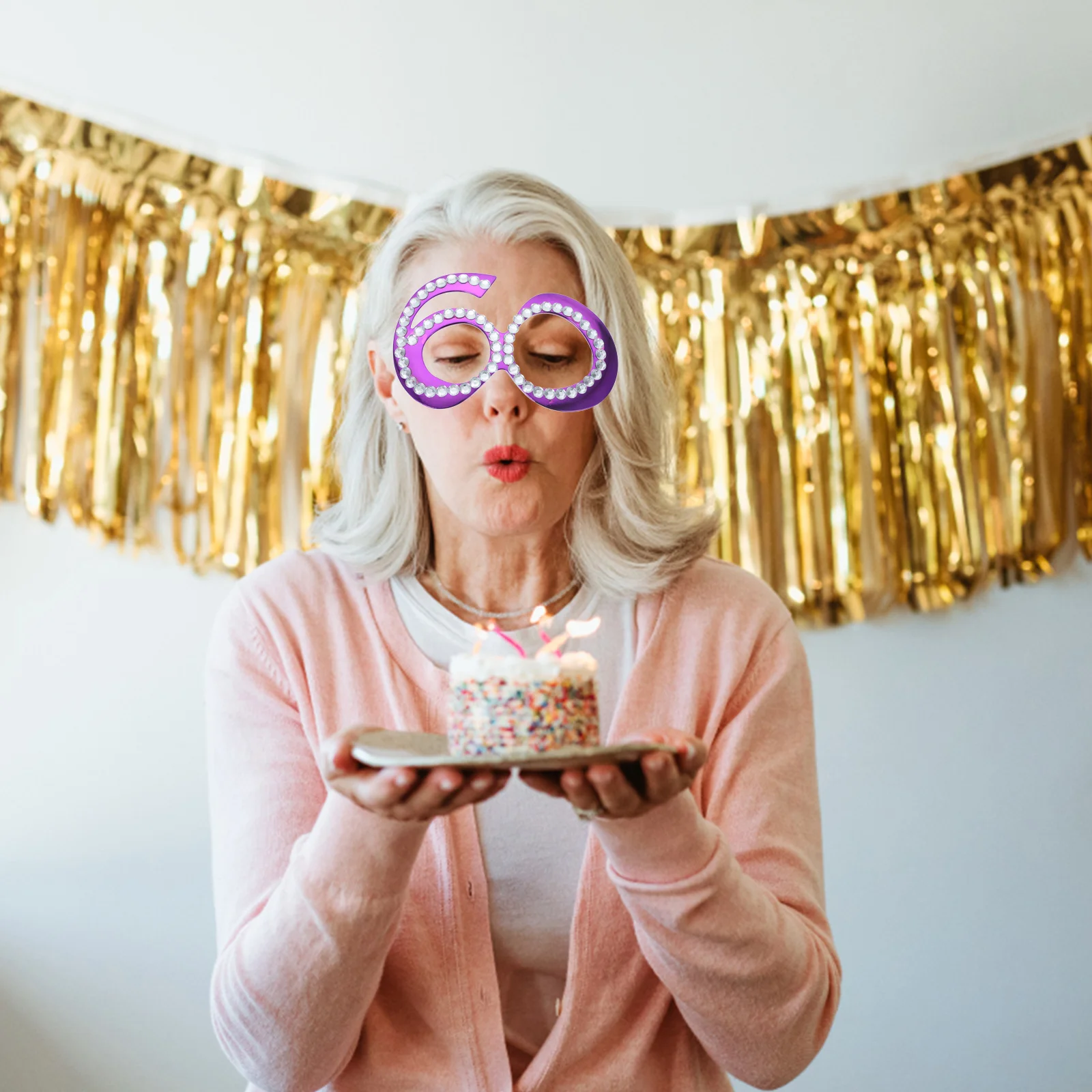 Birthday Glasses Eyewear Celebration Party Favors Eyeglasses Novelty 60th Pink Gift for Frame Supplies Accessories Decoration