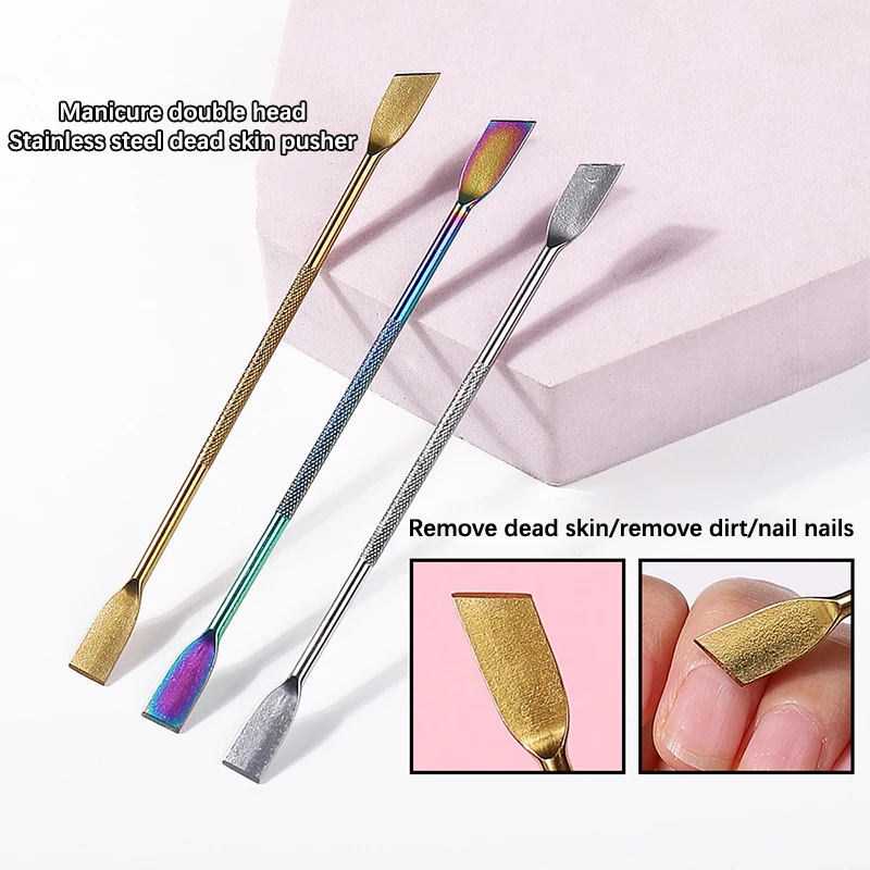 

Уход за ногтями Маникюр двойная головка 403 нержавеющая сталь кутикулы толкатель для ногтей острый и прочный отшелушивающее средство для удаления кутикулы