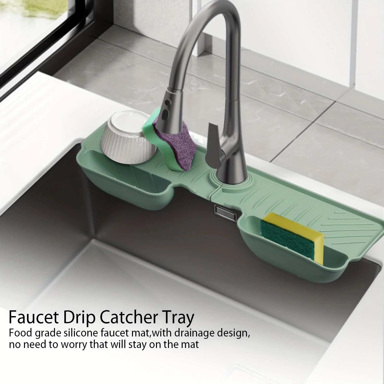 Silicone Sink Splash Guard Waterproof And Mildew-Proof Mat Draining Organization Plate For Kitchen Sink Storage 3