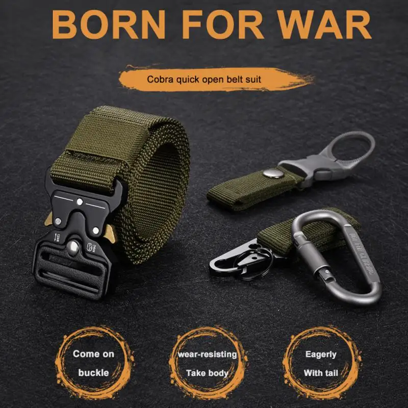 

Tactical Belt Men Nylon Fashion Military Canvas Waistband Quick Release Buckle Outdoor Sports Hunting Elastic Belt Tactical Gear