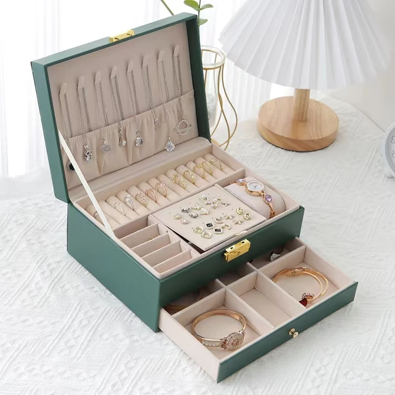 

Jewelry Organizer Display Travel Jewelry Case Boxes, Portable Jewelry Box, PU Storage Organizer, Earring Holder