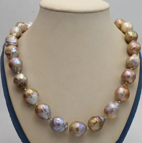 

Jewelry 100% Real Natural Natural 14x17mm Reborn Baroque Edison Pearl Knot Jewelry Necklace 18" AAA