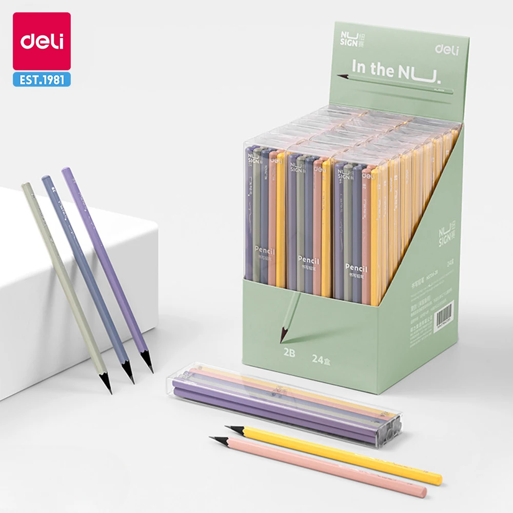 Deli Wooden Graphite Pencil Set 2B HB Professional Drawing Pencils Child Writing Pencil Stationery Back to School Supplies 2