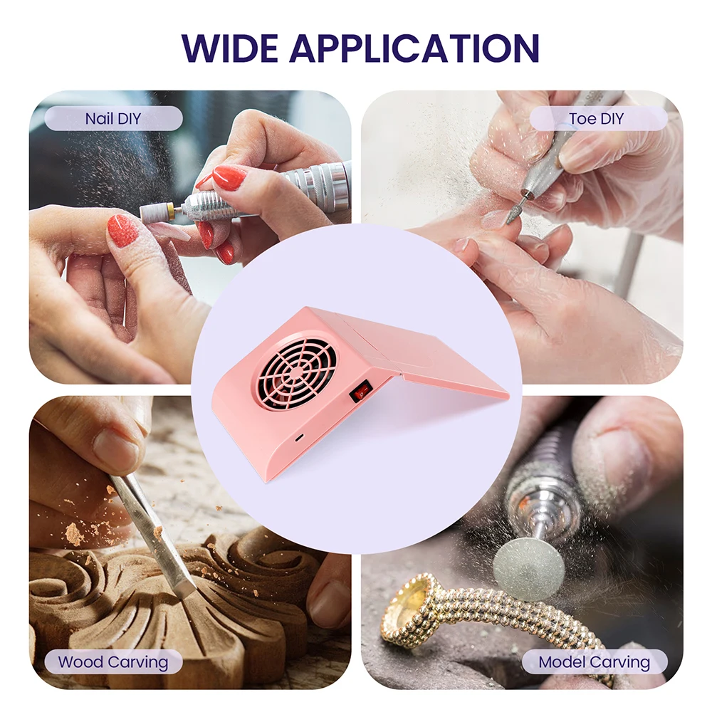 Nail Dust Collector Wireless Foldable Nail Dust Extractor Mini Rechargeable Nail Vacuum Cleaner Fan Nail Art Manicure Machine