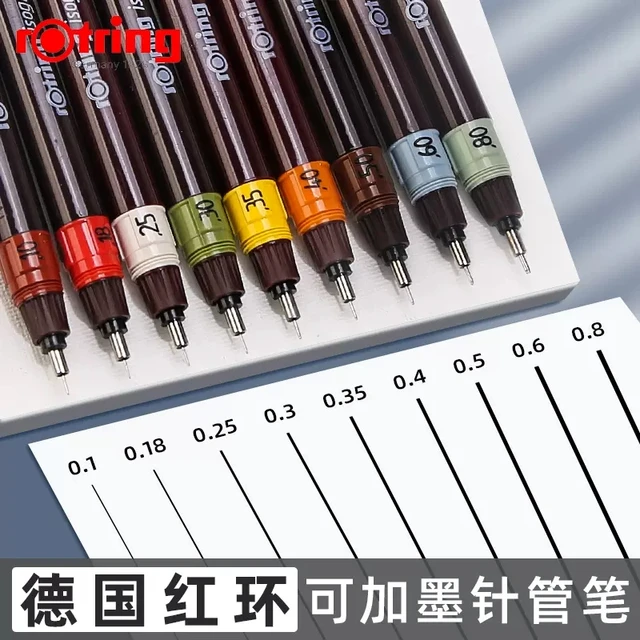 Rotring Isograph Technical Pen (available in 0.1, 0.2, 0.3, 0.4, 0.5, 0.6,  0.7, 0.8)