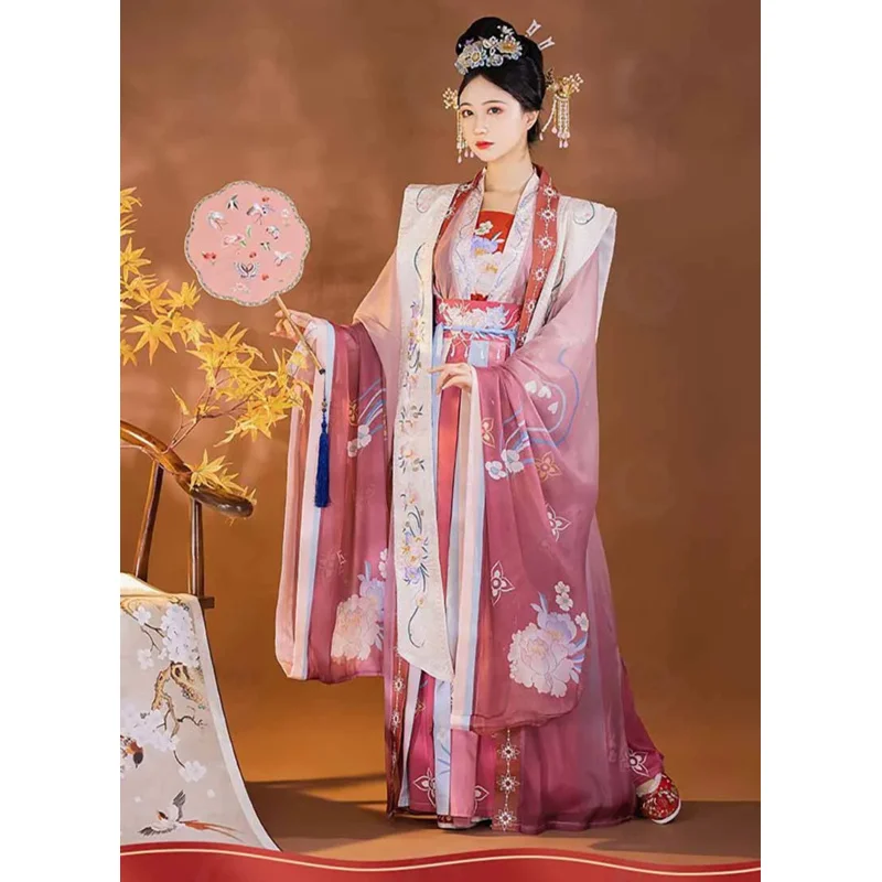 

Женское платье Hanfu большого размера 2XL, Женский костюм для косплея в стиле древней династии Мин, красный, розовый, синий цвет