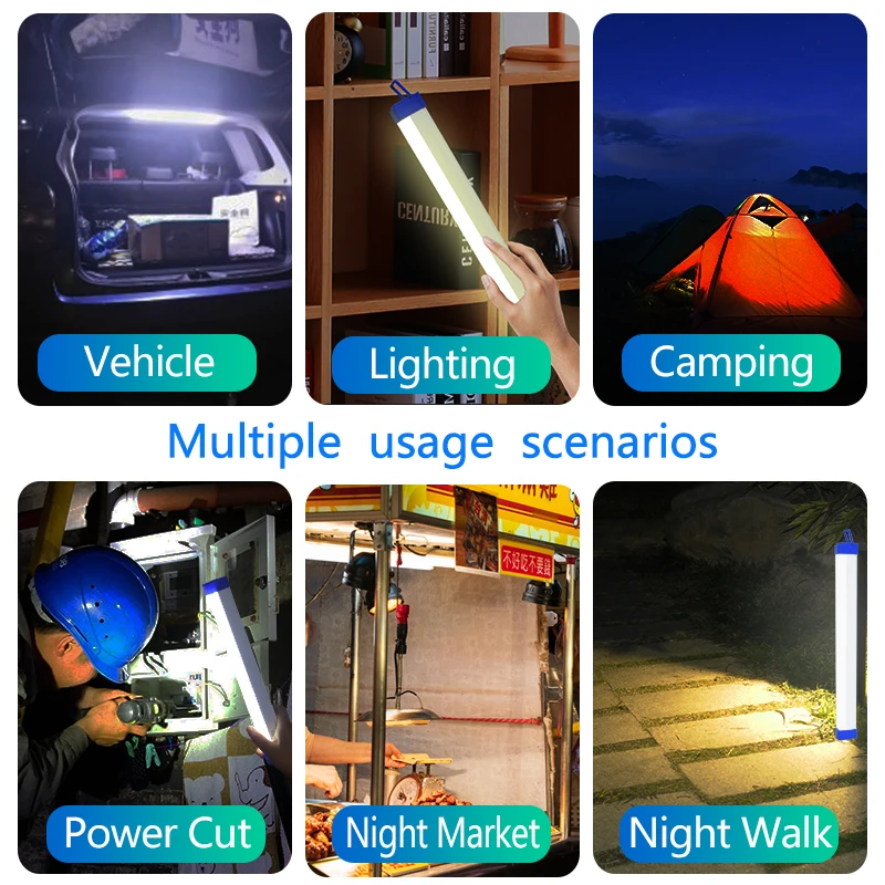 Lampadina LED USB Portatile Luce Emergenza Campeggio Garage Magazzino Auto Camion Pesca Esterno Luminosa 340lm Ricaricabile con Gancio Metallico per