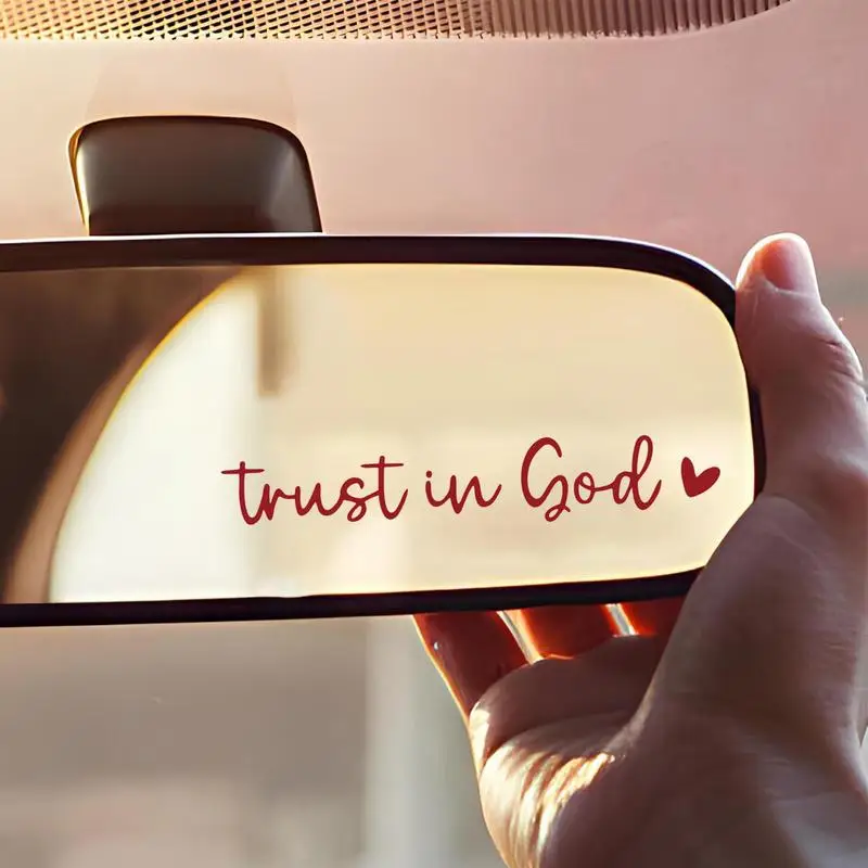 2pcs Trust in god car rearview Mirror Sticker Vehicles Window Decals Car Decoration Funny Car Decal Rear View Glass Accessories