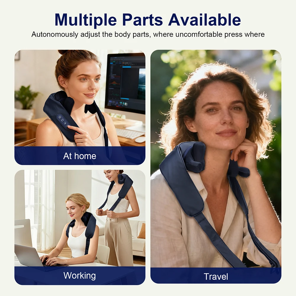 Upgarded 10-head Trapezius Massager Wireless Neck And Back Massager Hot Compress Electric Cervical Relieve Fatigue Relax Muscles