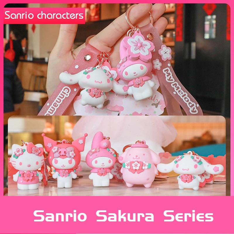 

Kawaii Sanrio Cherry Blossom Collection Pendant Anime Kuromi Plushie Doll Key ring Cinnamoroll KeyChains Pendant Toy Gift